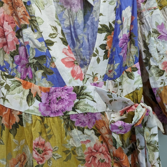Zimmermann Pattie Patchwork Floral Cotton Wrap Midi-Dress - Picture 9 of 15